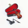 violon fait main (marron) avec archet, étui à violon et support environ 8 cm