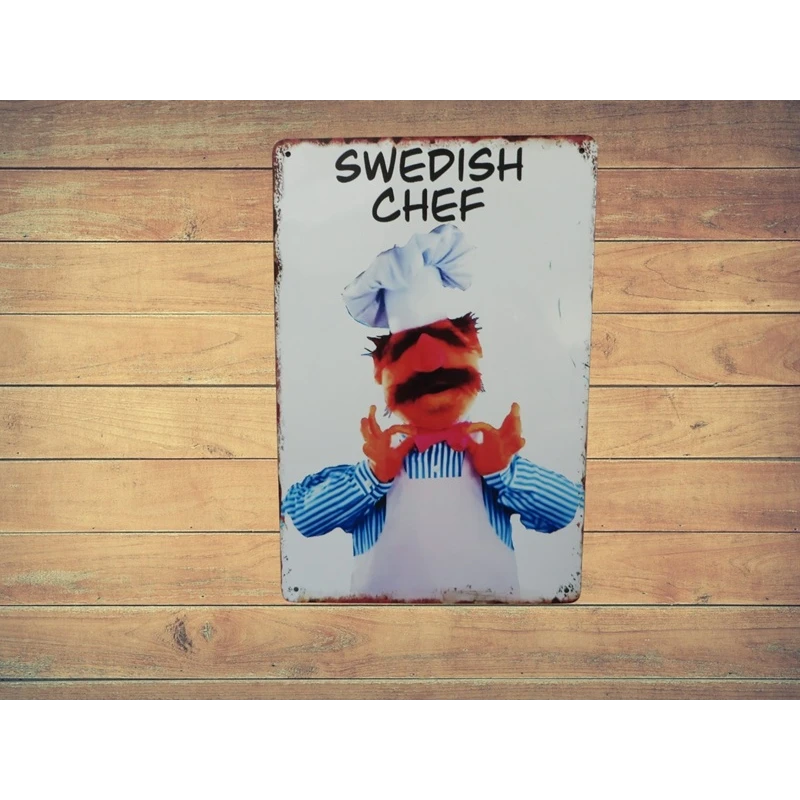 Wandbord Metalen Wandbord SWEDISH CHEF  - "Muppets" - Mancave - Wand Decoratie - Metalen bord