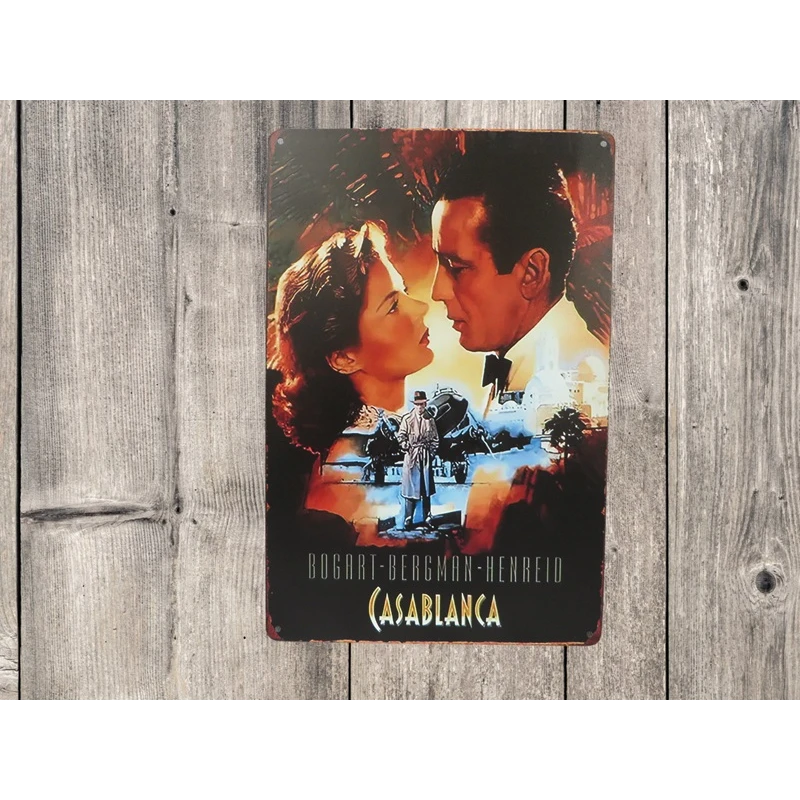 Wandschild CASABLANCA 1942 'Filmtafel' - Vintage Retro - Mancave - Wanddekoration - Werbeschild - Metallschild