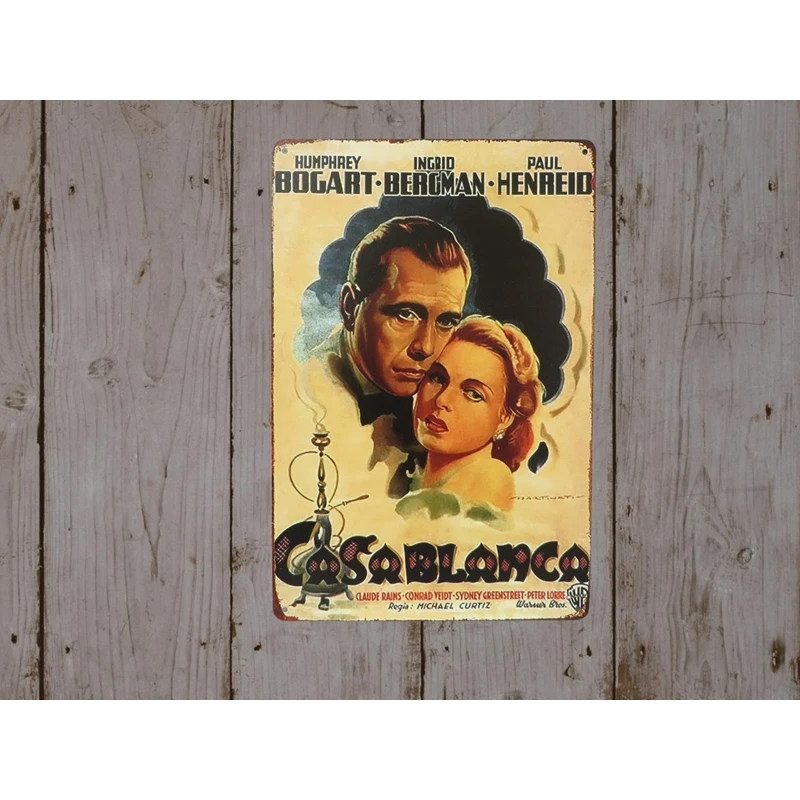 Wandschild CASABLANCA 1942 'Filmtafel' - Vintage Retro - Mancave - Wanddekoration - Werbeschild - Metallschild