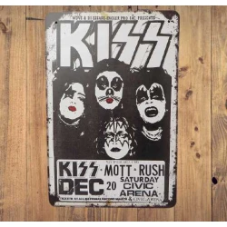 Wandbord  KISS 'Civic Arena 20-12-1975'- Vintage Retro - Mancave - Wand Decoratie - Reclame Bord - Metalen bord