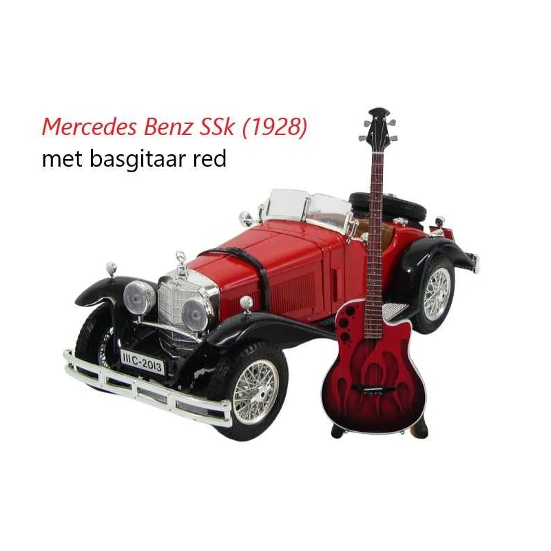 SET Mercedes Benz SSK (1928 - rood) met gitaar (NIEUW in doos)