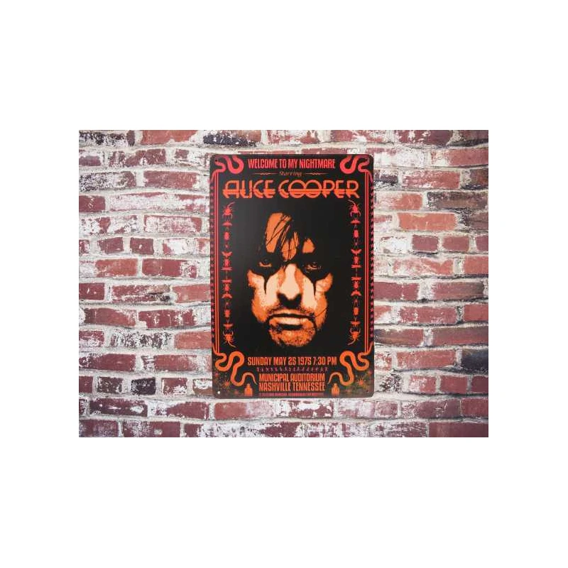 Wandbord  ALICE COOPER  'Welcome to my nightmare' - Vintage Retro - Mancave - Wand Decoratie - Reclame Bord - Metalen bord