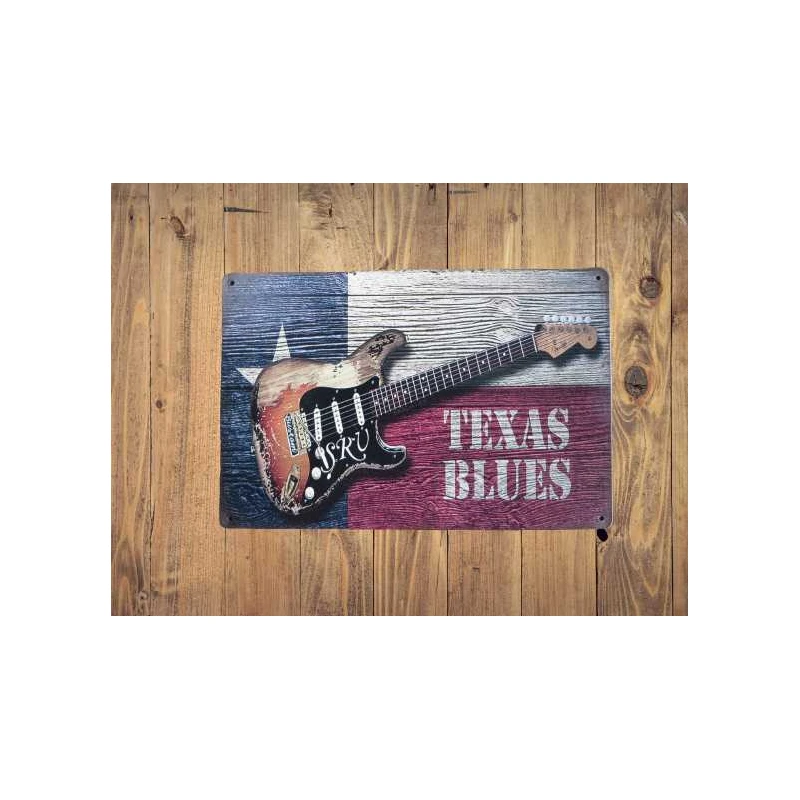 Wandbord  TEXAS BLUES 'SRU' Vintage Retro - Mancave - Wand Decoratie - Reclame Bord - Metalen bord