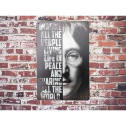 Wandbord JOHN LENNON 'Imagine'- Vintage Retro - Mancave - Wand Decoratie - Reclame Bord - Metalen bord
