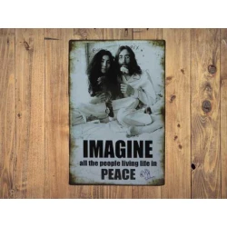 Wandbord  JOHN LENNON 'IMAGINE' - Vintage Retro - Mancave - Wand Decoratie - Reclame Bord - Metalen bord