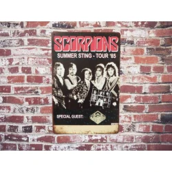 Wandbord  SCORPIONS 'Summer Sting Tour 1985' - Vintage Retro - Mancave - Wand Decoratie - Reclame Bord - Metalen bord