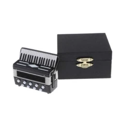 Miniatuur handgemaakte Accordeon Classic met 9 bass knoppen in zwart doosje