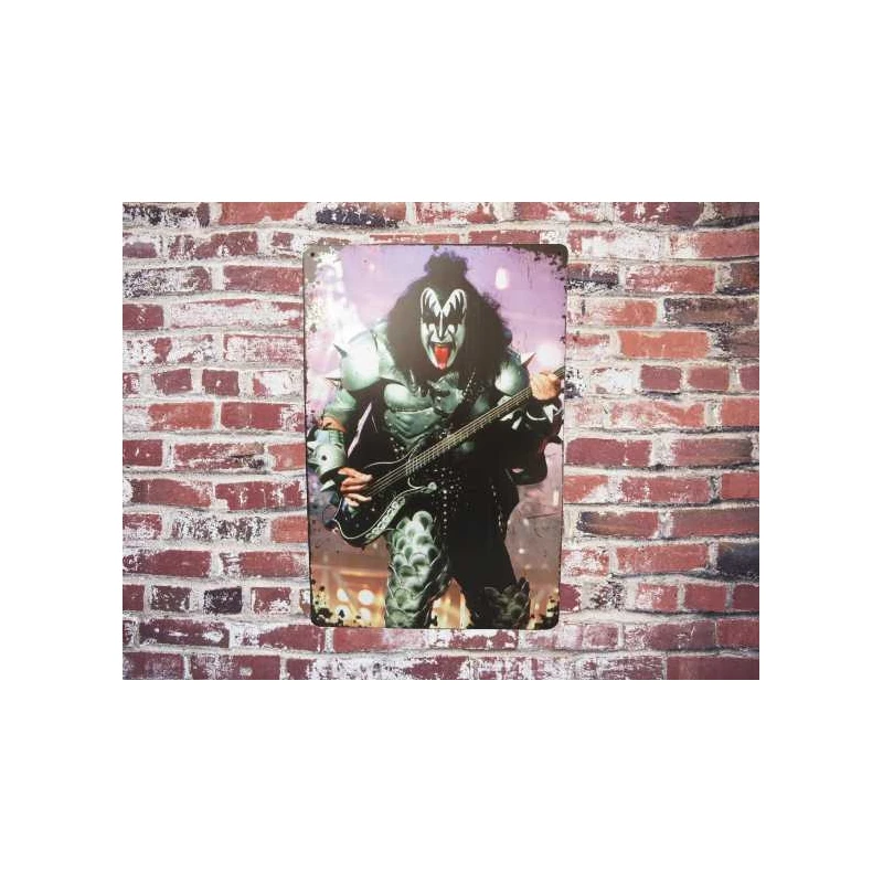 Wandbord  KISS  "Gene Simmons the demon"  - Vintage Retro - Mancave - Wand Decoratie - Reclame Bord - Metalen bord