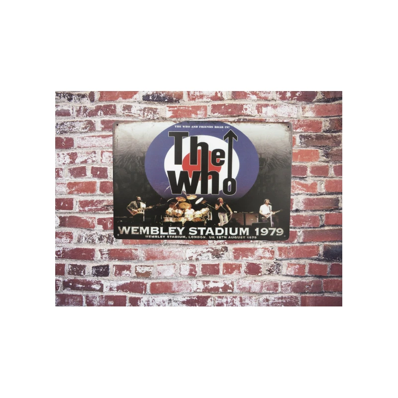 Wandschild THE WHO „Wembley 1979“ – Vintage Retro – Mancave – Wanddekoration – Werbeschild – Metallschild