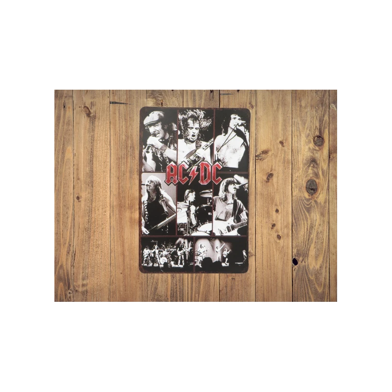 WEnseigne murale ACDC 'Photo Art' - Vintage Retro - Mancave - Décoration murale -