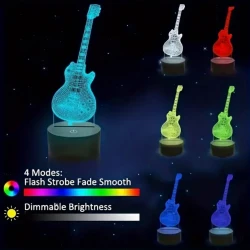 Miniatuur ROCK LED gitaar Gibson Les Paul 3D lamp (16 kleuren) met afstandsbediening/remote control