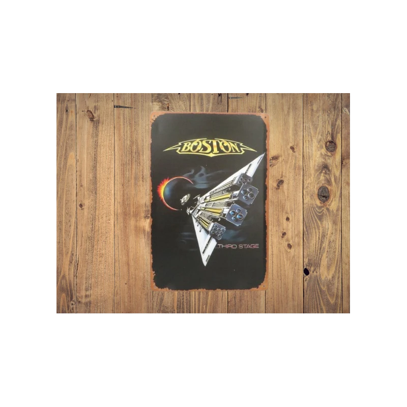 Wandbord  BOSTON - Vintage Retro - Mancave - Wand Decoratie - Reclame Bord - Metalen bord