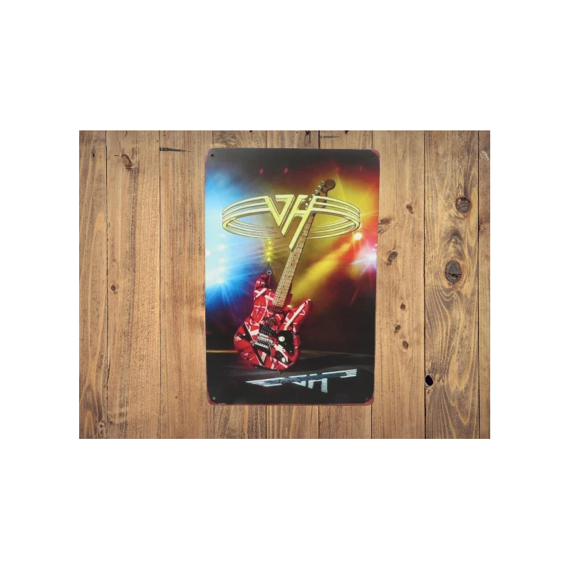 Wandbord VAN HALEN  'Eddie guitar' - Vintage Retro - Mancave - Wand Decoratie - Metalen bord