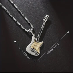 Collier avec pendentif guitare (Fender Stratocaster) argenté