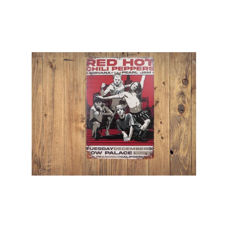 Enseigne murale Red Hot Chili Peppers  - Vintage Retro - Mancave - Décoration murale