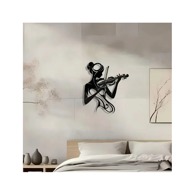 Metal Wall Sign Girl Playing Violin (Metal Wall Art)